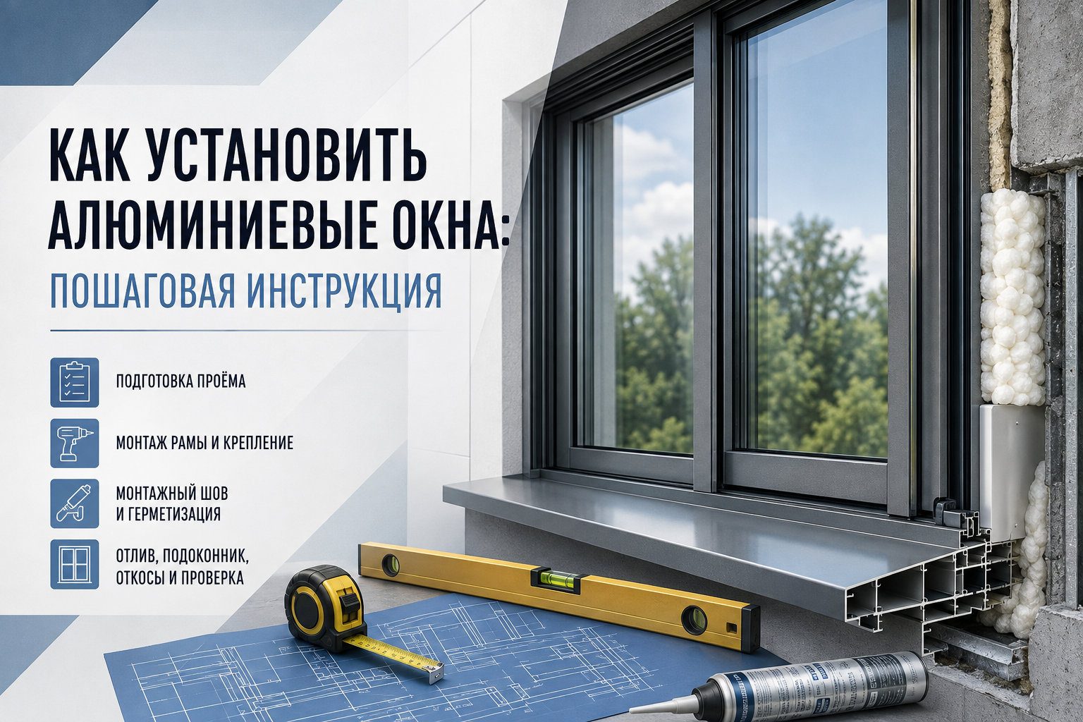 Как установить алюминиевые окна: пошаговая инструкция